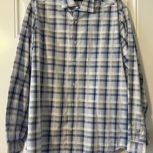 Saks Fifth Avenue Blue and White Plaid Shirt